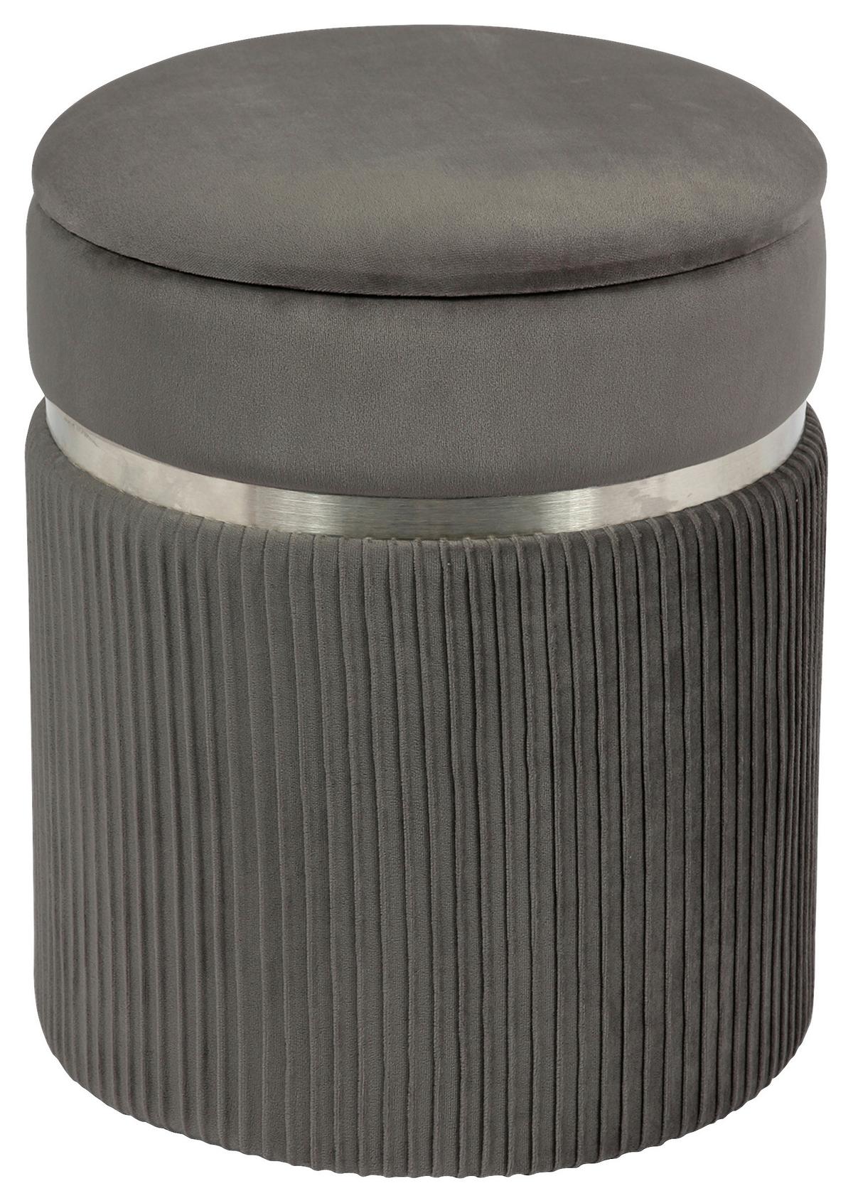 Hockerset Zora 325 Grau/Silberfarben D: 36/31,5cm - Silberfarben/Grau, KONVENTIONELL, Textil/Metall (31,5/36/38/44/31,5/36cm) - Kayoom