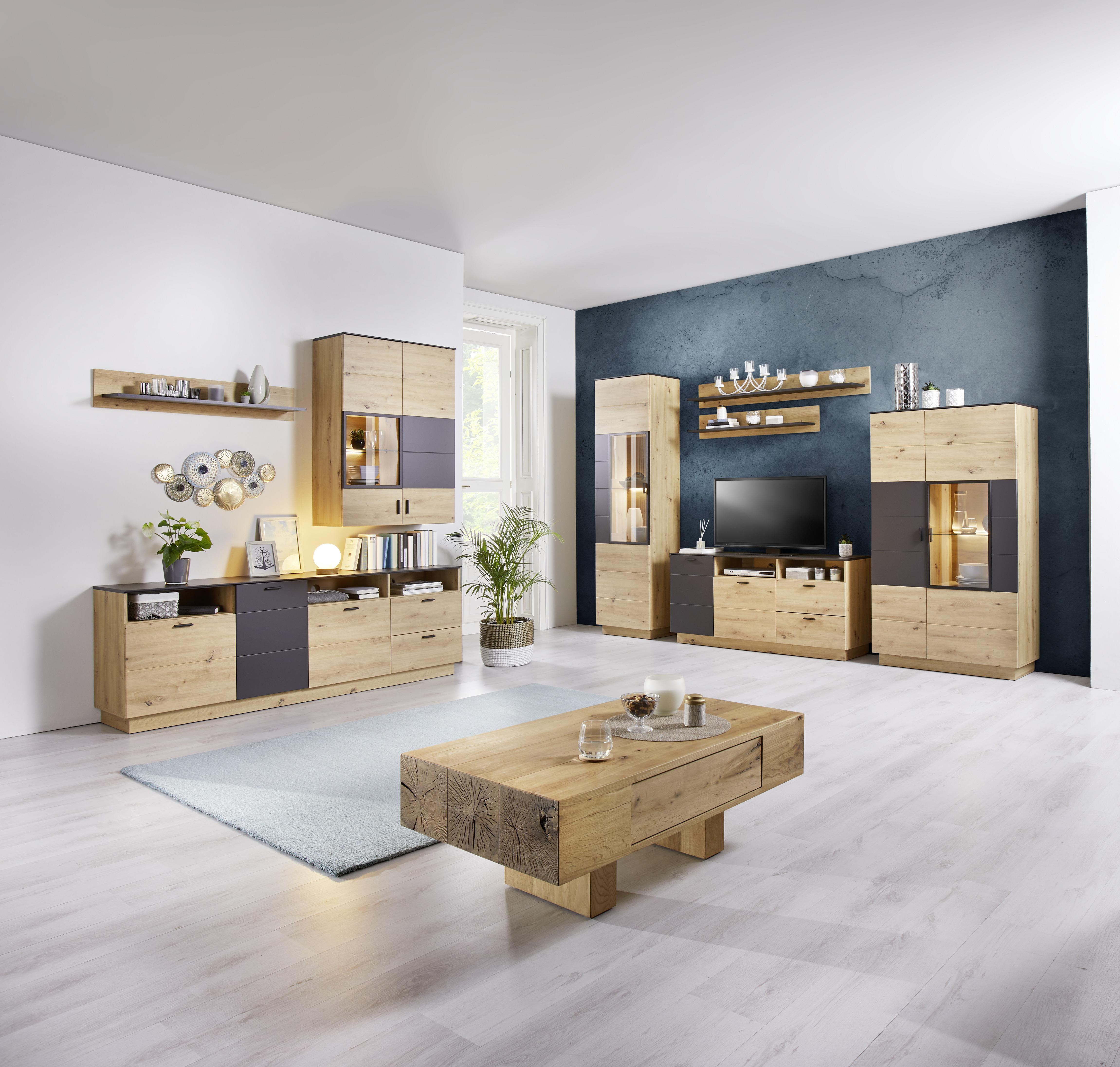 Wandboard Tonale B: 147cm Artisan Eiche, Grau - Eichefarben/Grau, MODERN, Holzwerkstoff (147/19/21,6cm)