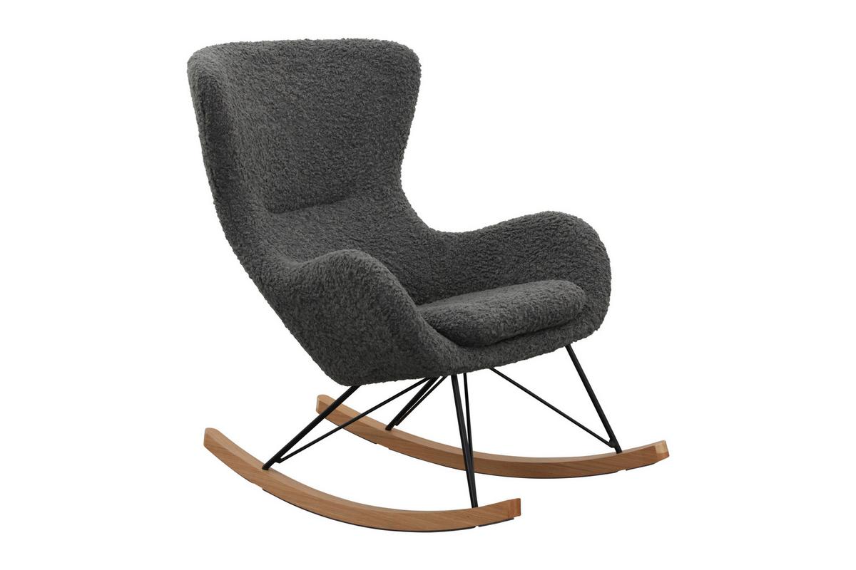 Schaukelstuhl Dunkelgrau B: 75 Cm - Eichefarben/Dunkelgrau, MODERN, Textil/Metall (75/106/102cm) - Livetastic