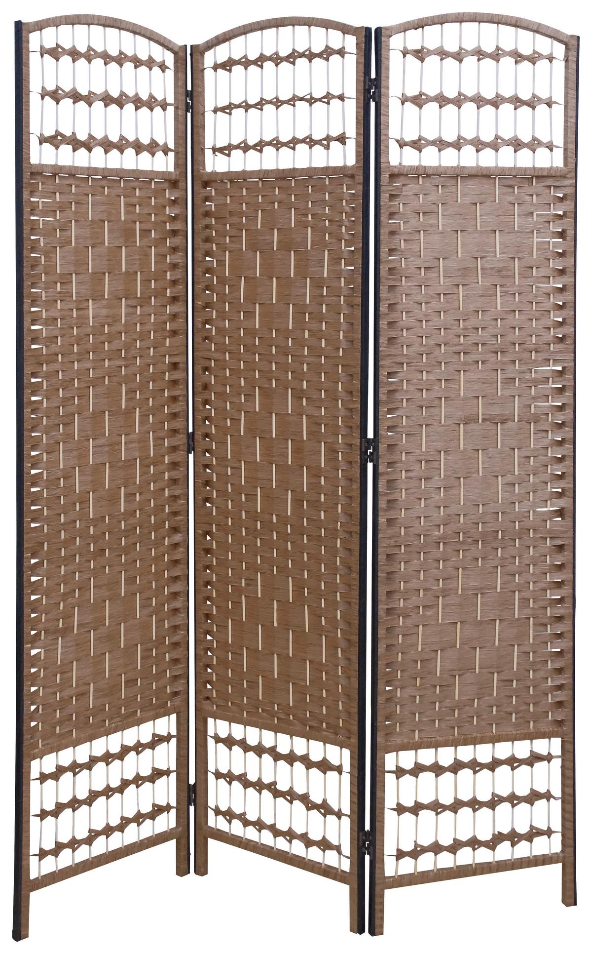 Paravent Bettina 2 - Beige/Schwarz, MODERN, Naturmaterialien/Holz (125/170/1.8cm)