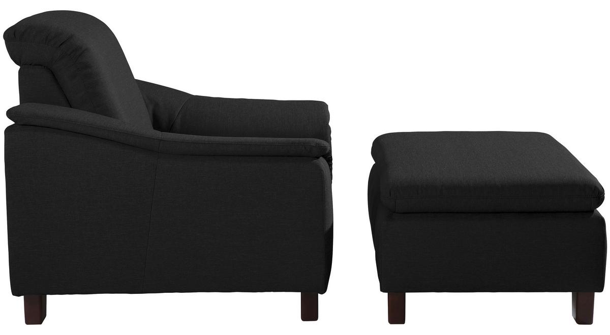 Polstersessel Mit Armlehnen Aaron Flachgewebe Schwarz - Nussbaumfarben/Schwarz, Design, Textil (100/87/82cm) - Max Winzer