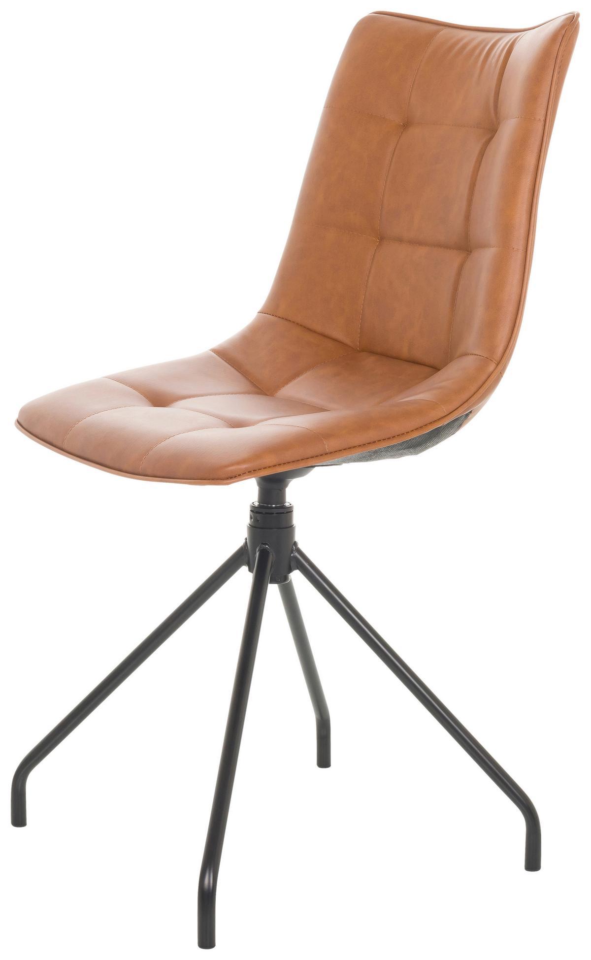 Besucherstuhl Tarviso - Schwarz/Braun, Basics, Leder/Metall (48/93/52cm) - MID.YOU