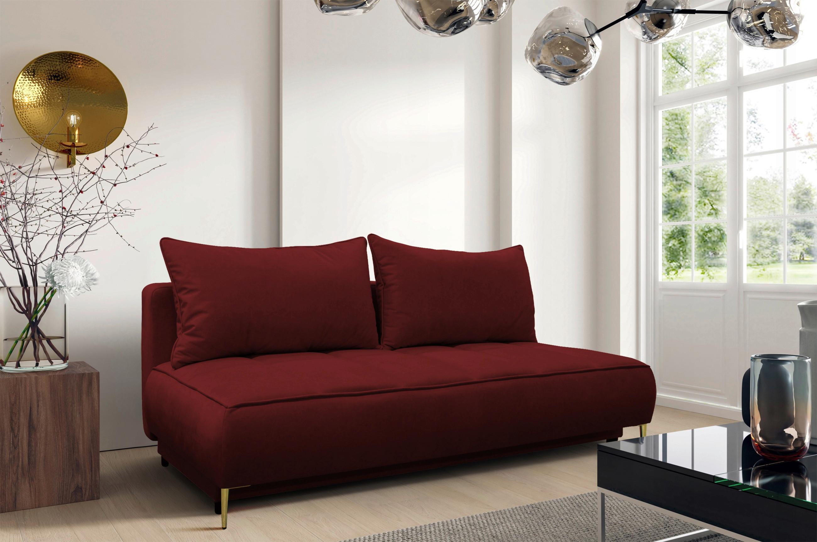 Schlafsofa Zoom Bordeaux B: 200 Cm - Bordeaux/Goldfarben, Design, Textil (200/90/97cm) - MID.YOU