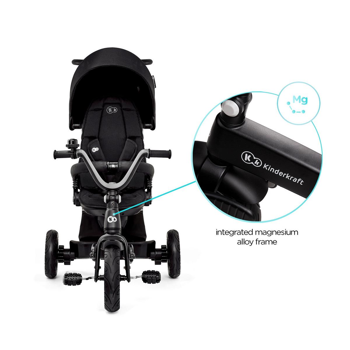 Dreirad Easytwist 5-In-1 Schwarz, B/H/T: 34x107x122cm - Schwarz, Basics, Kunststoff/Textil (34/107/122cm) - Kinderkraft