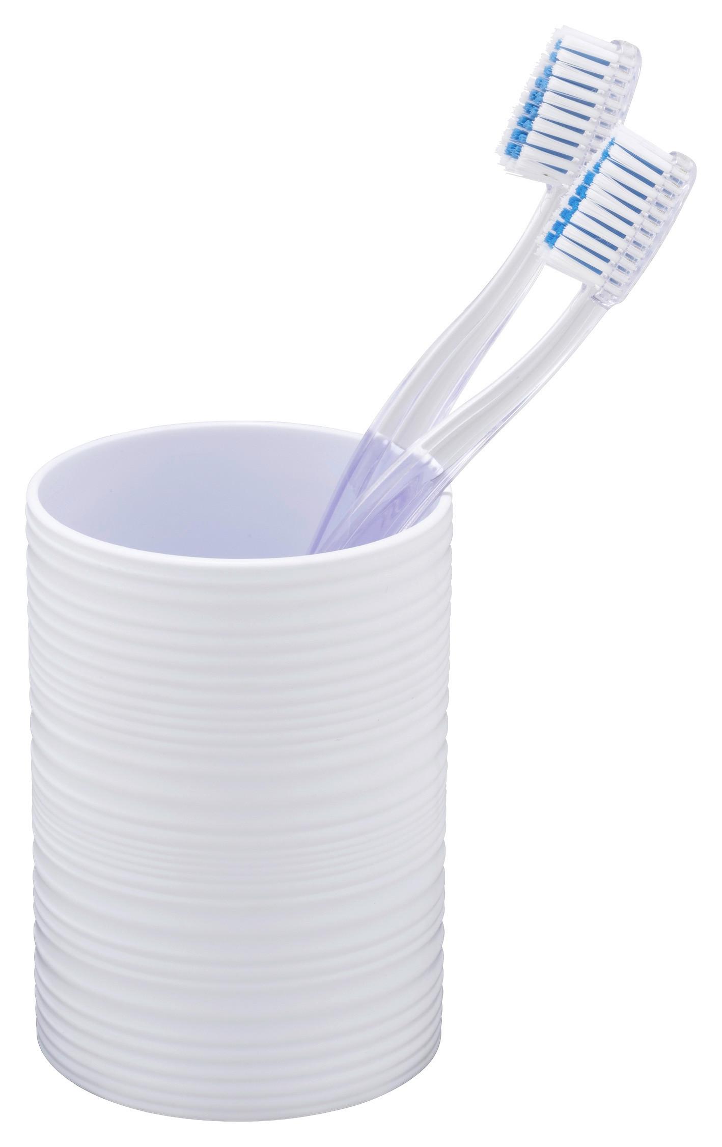 Zahnputzbecher Lyon Weiß B: 7,5 cm - Weiß, Trend, Kunststoff (7,5/10,5/7,5cm)