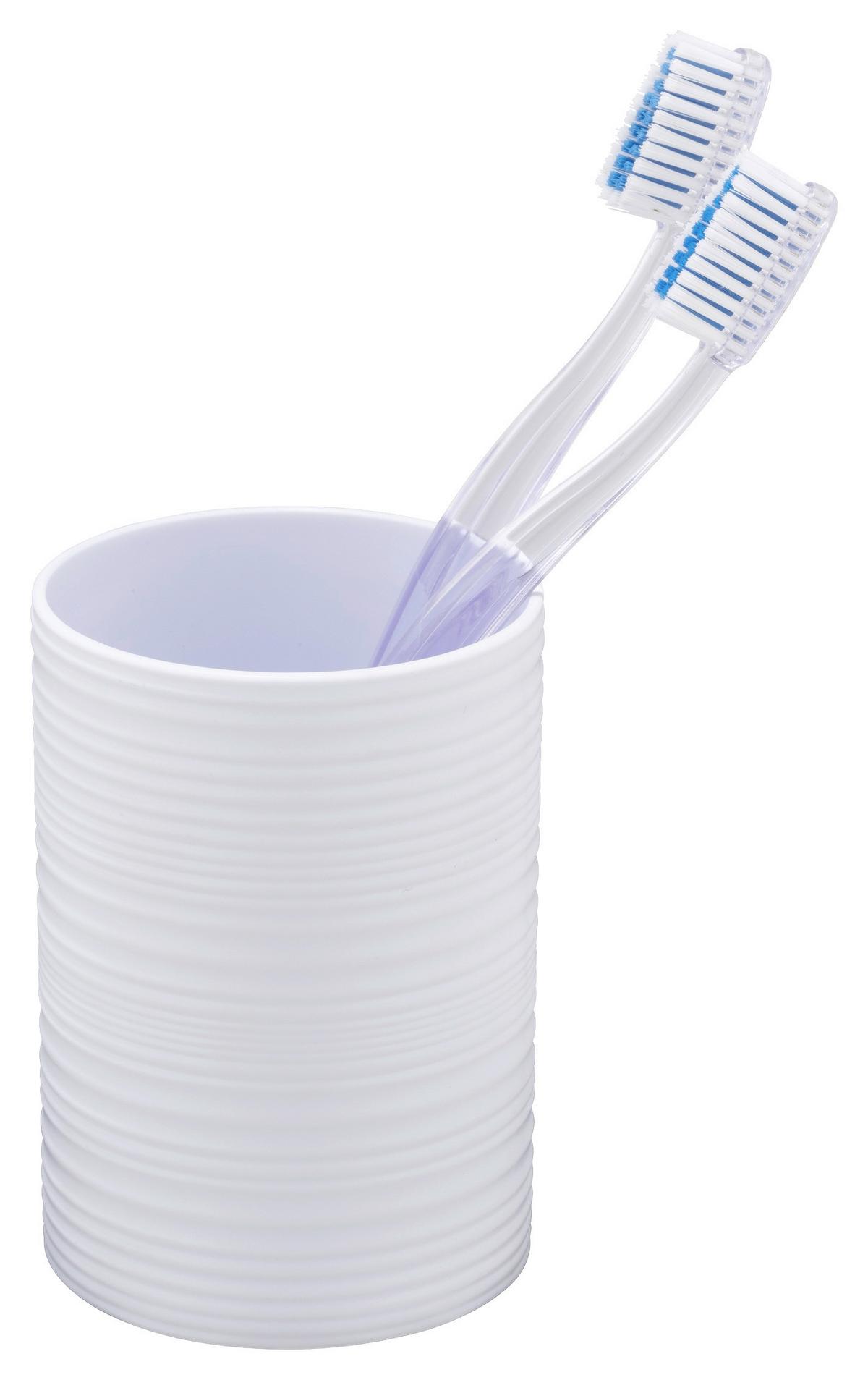 Zahnputzbecher Lyon Weiß B: 7,5 cm - Weiß, Trend, Kunststoff (7,5/10,5/7,5cm)