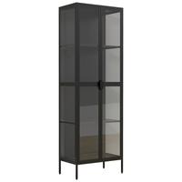 VITRINE Floka Schwarz B: 60 cm - Transparent/Schwarz, Design, Glas/Metall (60/180/35cm) - MID.YOU