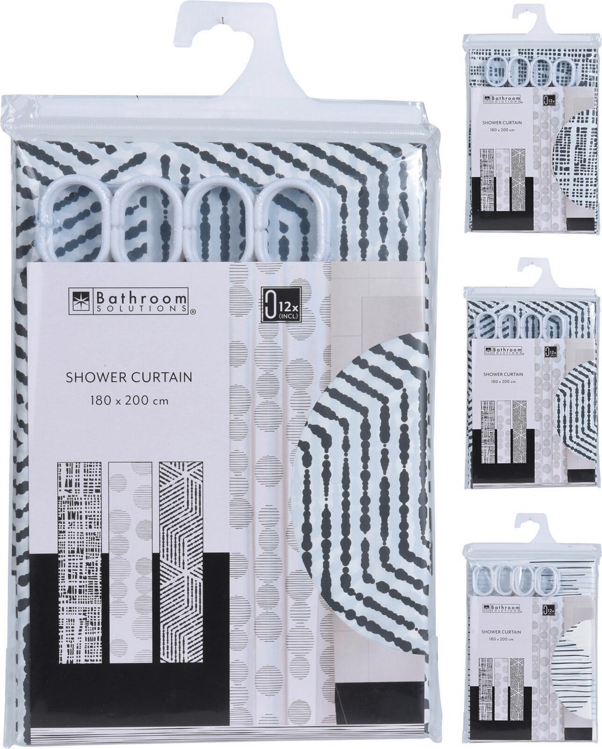 Zuhanyfüggöny 3 Különböző Minta - Basics, műanyag (180/180cm)