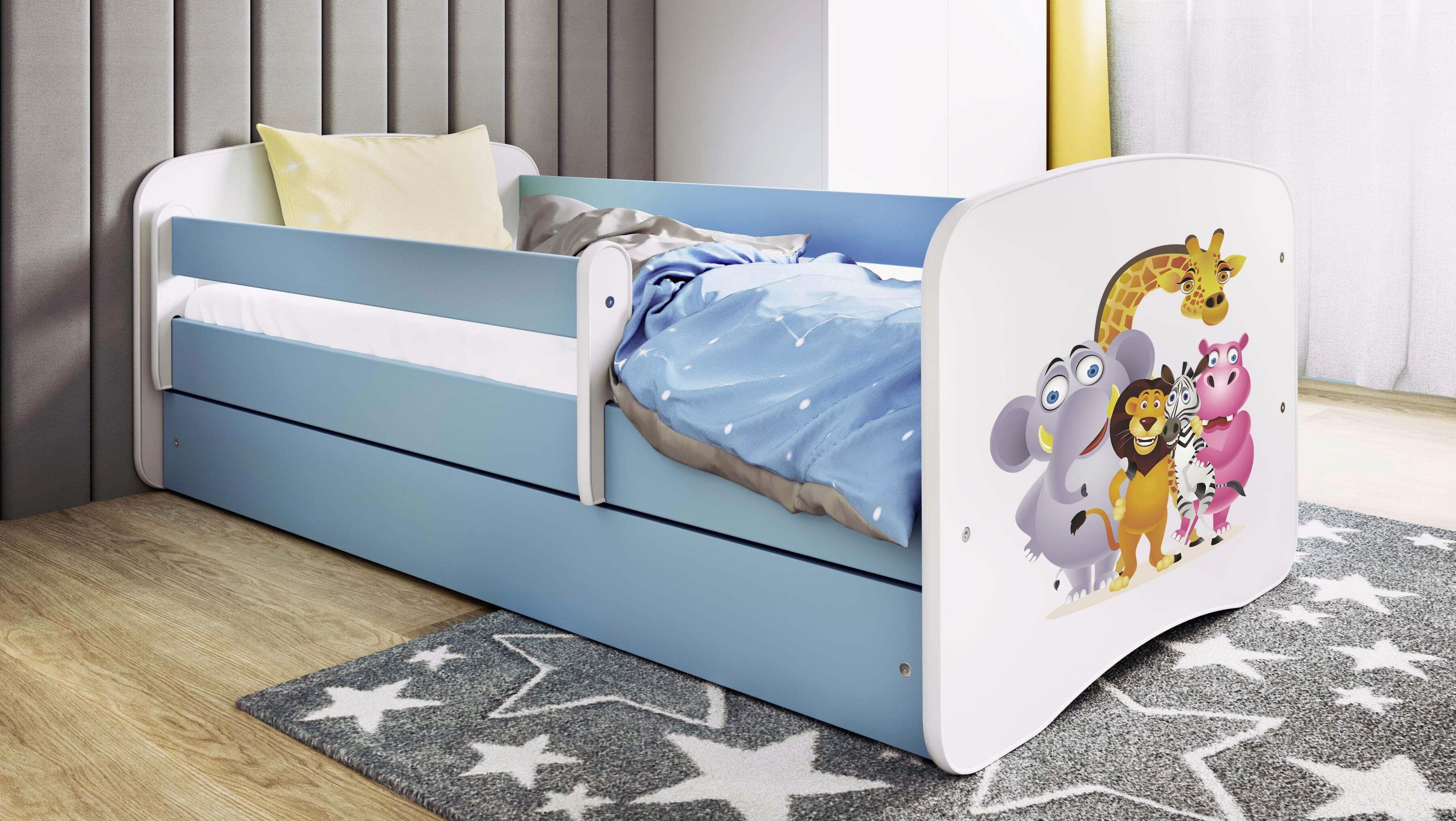 Kinder-/Juniorbett Babydreams inkl. Matratze 80x160 - Blau/Birkefarben, MODERN, Holz/Holzwerkstoff (80/160cm) - MID.YOU