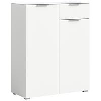 Kommode Ray Weiß B: 90 cm - Silberfarben/Weiß, Design, Glas/Holzwerkstoff (90/112/40cm) - Livetastic