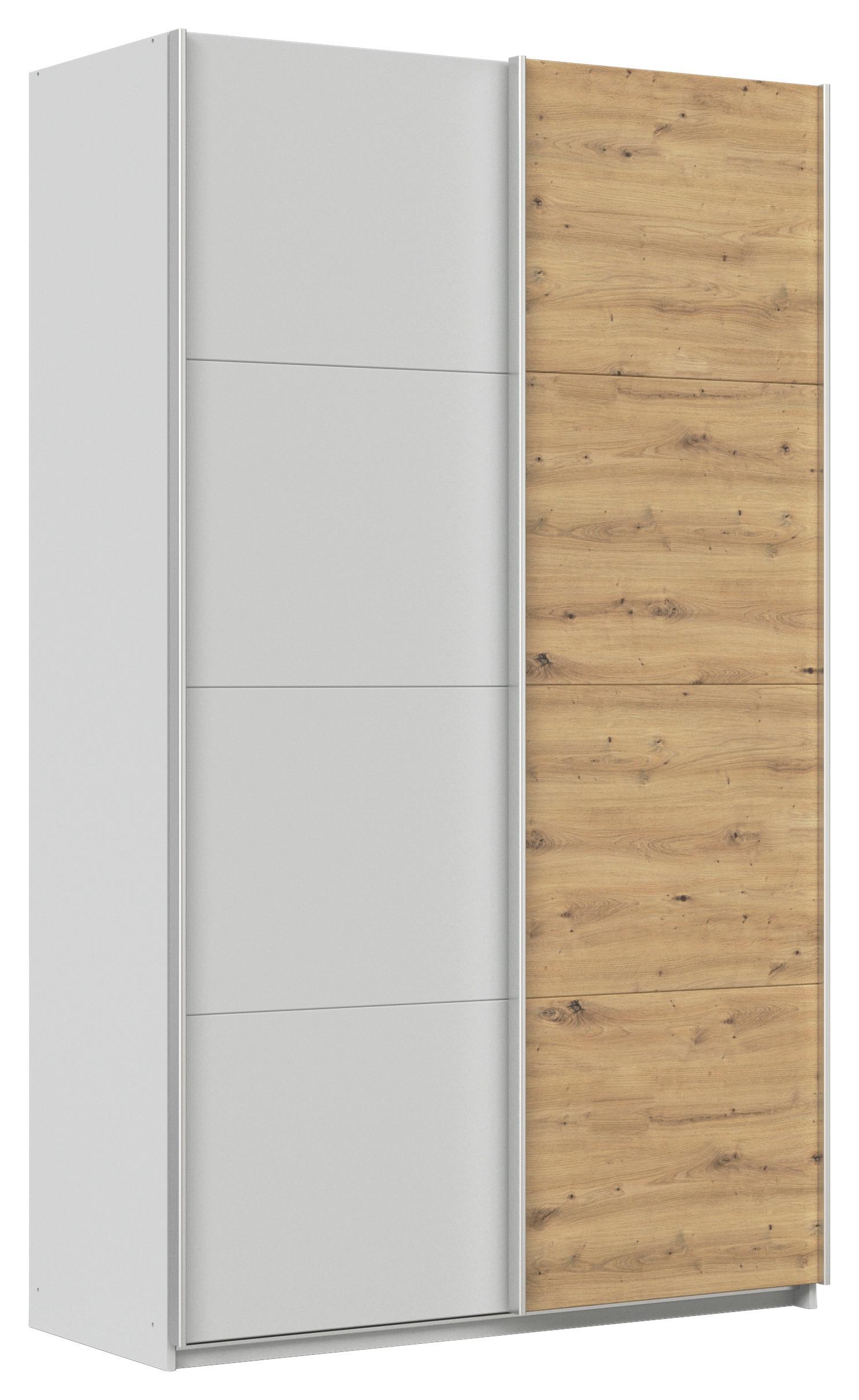 Schwebetürenschrank B: 136cm Feldkirch Seidengr/eiche Dekor - Hellgrau/Eiche Artisan, MODERN, Holzwerkstoff (136/229/62cm)