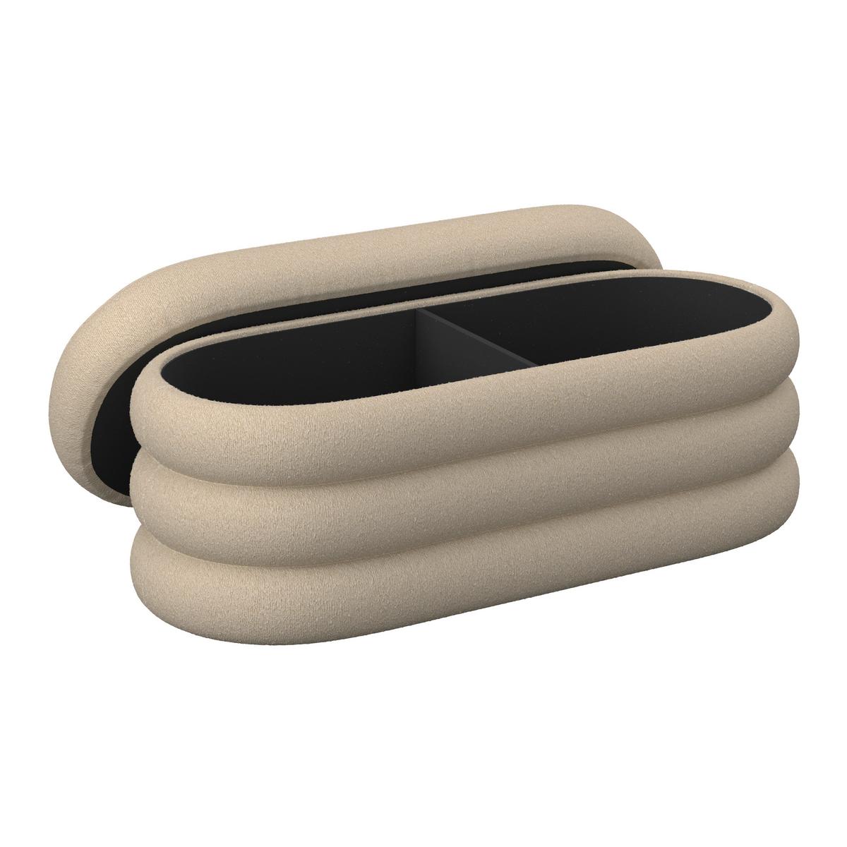 Taburetová lavice LORENA polstrovaná, světle hnědá - hnědá, Moderní, dřevo/textil (110/47/45cm) - Bessagi Home