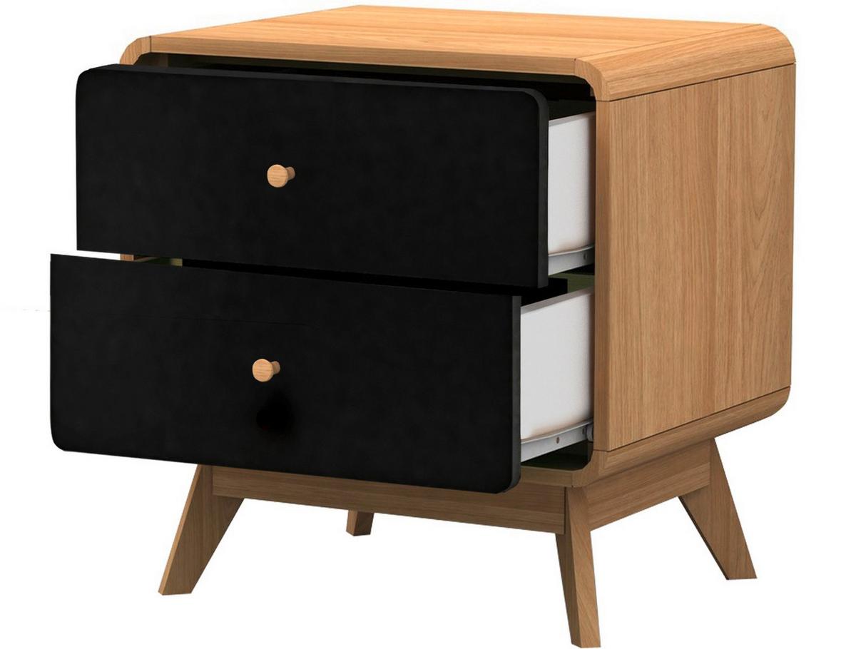 Nachttisch Cassie Schwarz Eiche Dekor - Eichefarben/Schwarz, Design (51/53/39cm) - MID.YOU