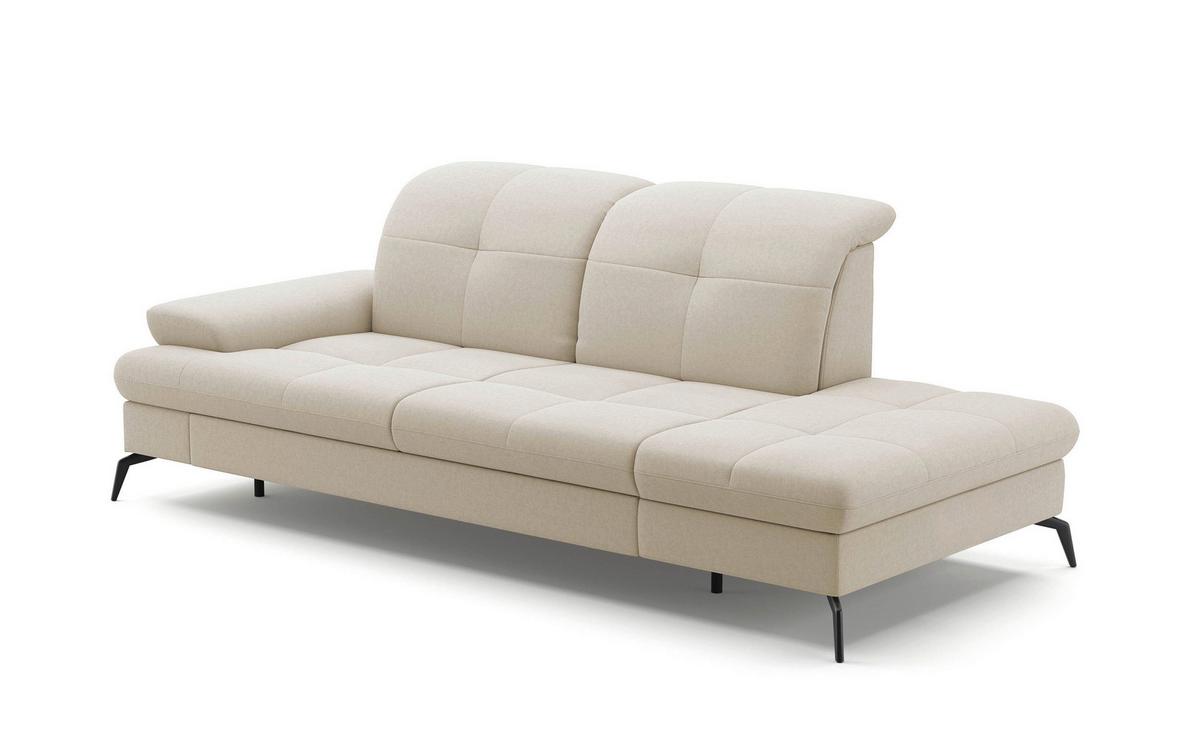 Récamiere Amica E, Creme B: 231 Cm - Creme/Schwarz, KONVENTIONELL, Textil (231/90/122cm) - Sit & More