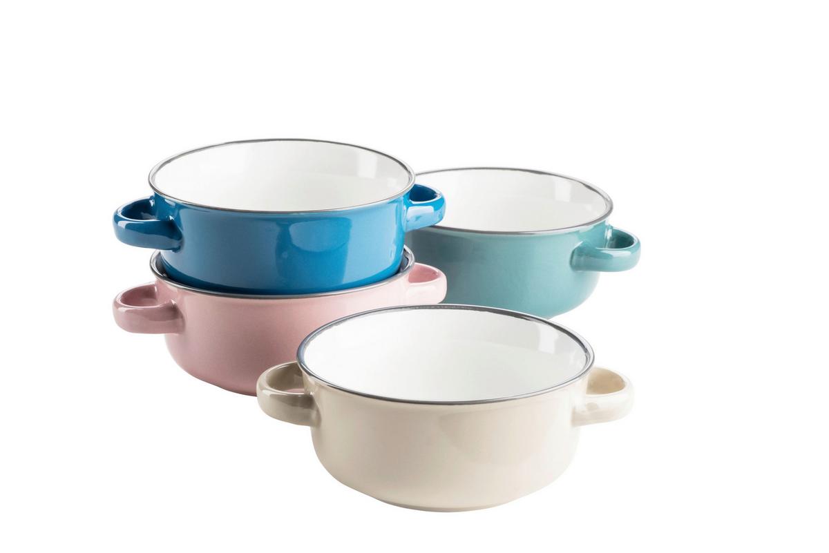 Suppentasse Maila 4--Teilig. Multicolor Rund - Petrol/Altrosa, Basics, Keramik (16,5cm) - Mäser