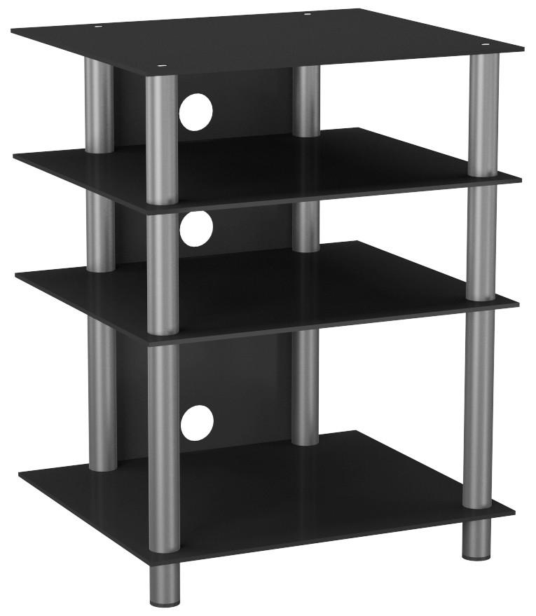 Tv - Regál Bilus Š: 54 Cm Sklo Černé - barvy stříbra/černá, Konvenční, kov/sklo (54/70/47cm) - MID.YOU