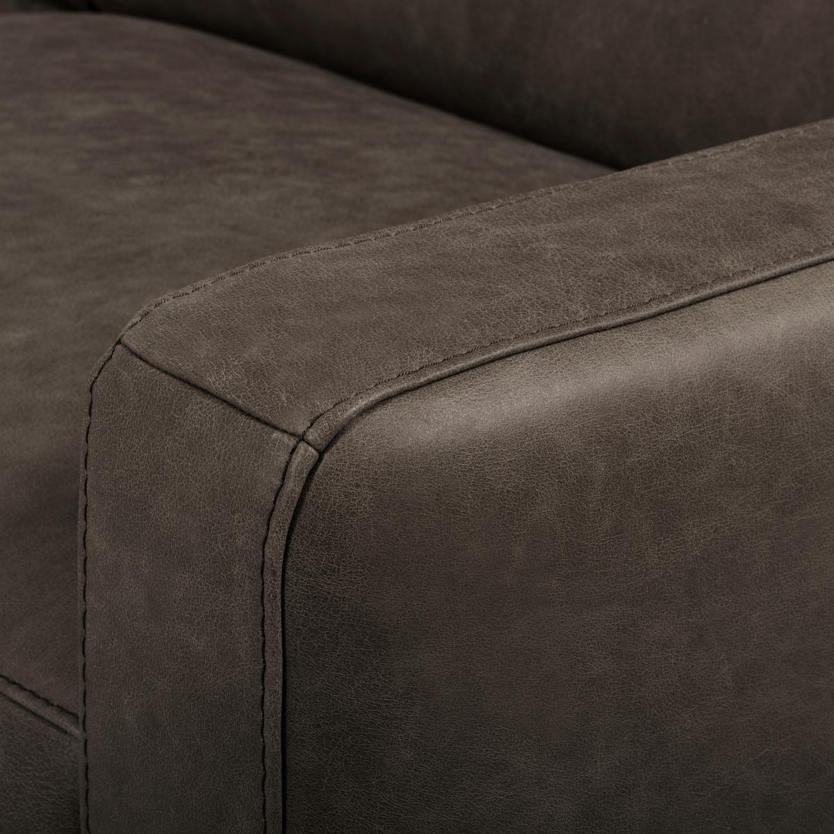 3-Sitzer-Sofa Spring, Fango B: - Fango/Schwarzchrom, Design, Leder (187/85/92cm) - Livetastic