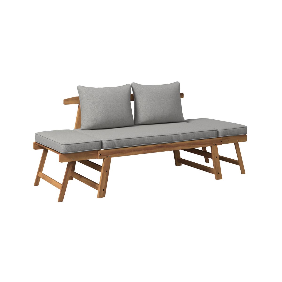 RELAXAČNÉ LEŽADLO PIA - farba akácie/sivá, Modern, drevo/textil (190/75/68cm) - Bessagi Garden