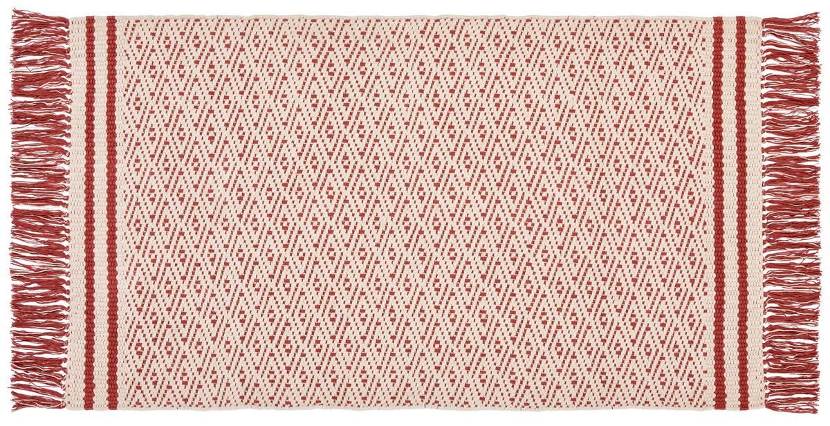 Teppich Vorleger Rot Mit Fransen Iman 70x120 cm - Rot, MODERN, Textil (70/120cm) - Ondega