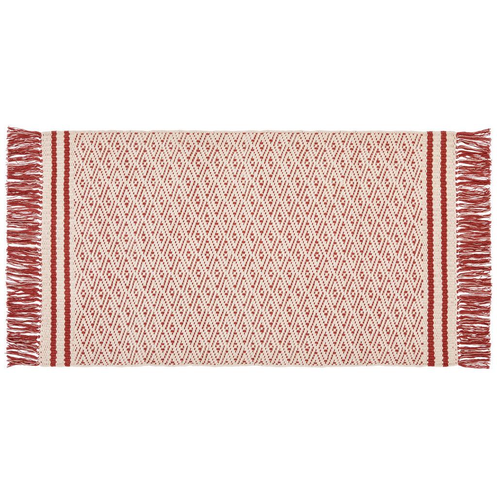 Teppich Vorleger Rot Mit Fransen Iman 70x120 cm