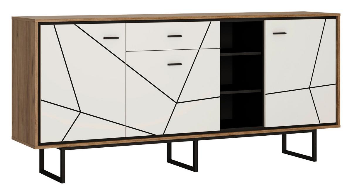 Kommode Brolo Catania Eiche/schwarzb:197,3cm - MODERN, Holzwerkstoff (197,3/90,3/40cm)