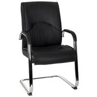 Besucherstuhl Sovrano V Lederlook Schwarz Bis 120kg - Chromfarben/Schwarz, MODERN, Textil/Metall (58/108/71cm) - MID.YOU