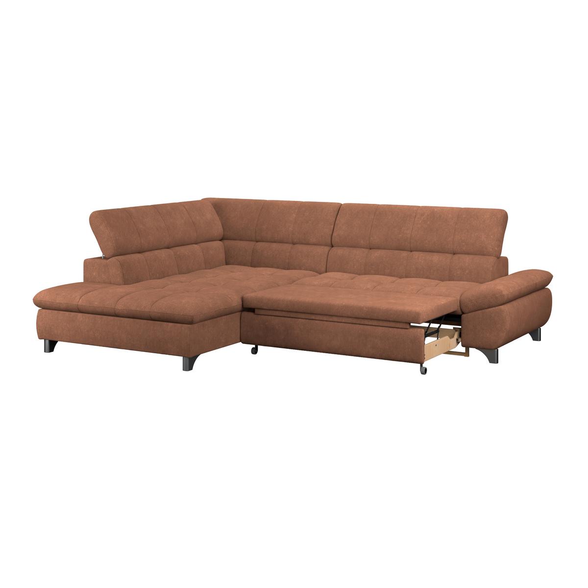 Ecksofa Gemini Braun, B: 234cm - Chromfarben/Rotbraun, KONVENTIONELL, Textil (234/312cm)