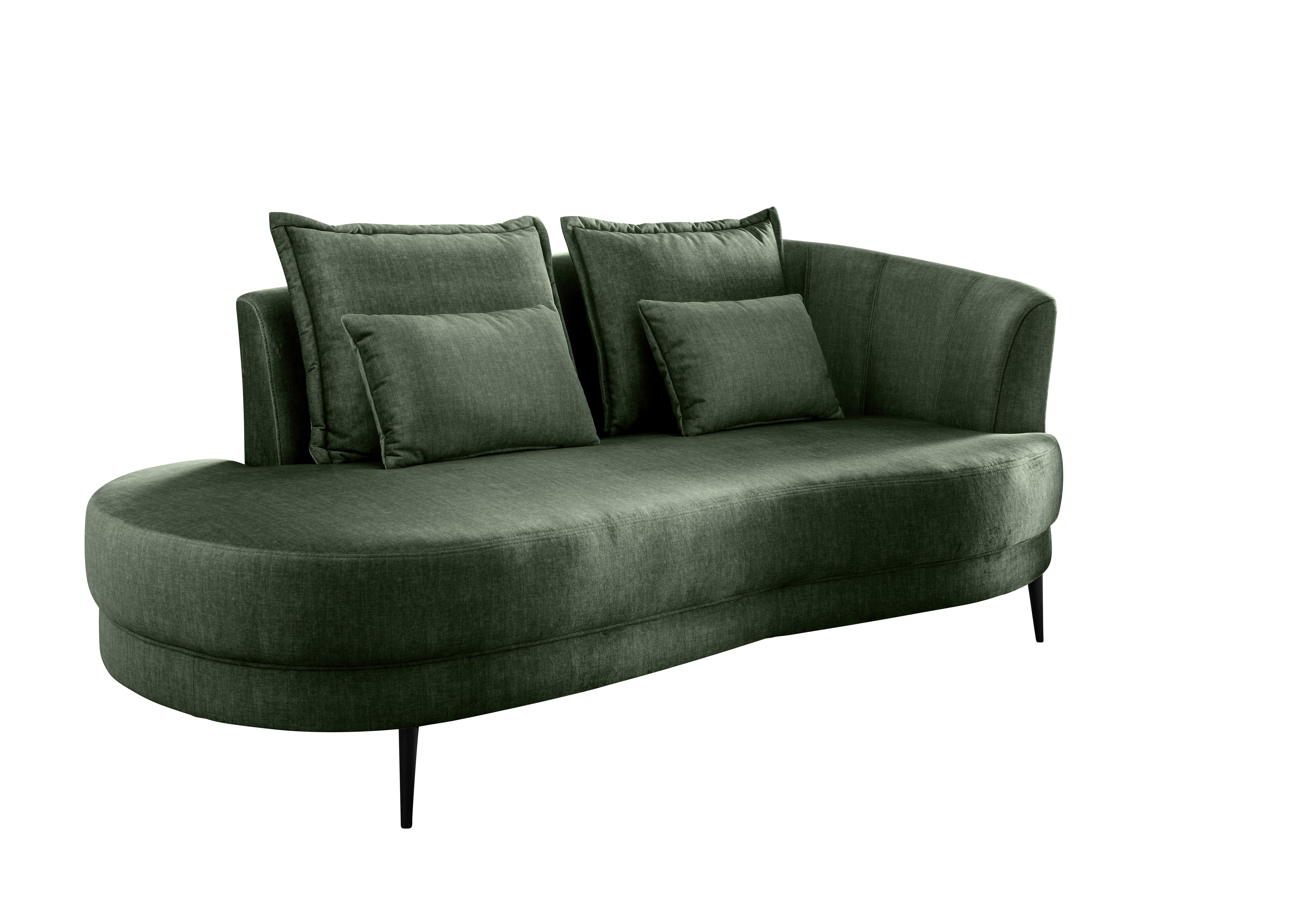 Ottomane Pistaccio Dunkelgrün Velours, Rücken Echt B: 211 cm - Dunkelgrün/Schwarz, MODERN, Textil (211/85/102cm) - Livetastic