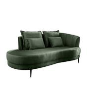 Ottomane Pistaccio Dunkelgrün Velours, Rücken Echt B: 211 Cm - Dunkelgrün/Schwarz, MODERN, Textil (211/85/102cm) - Livetastic