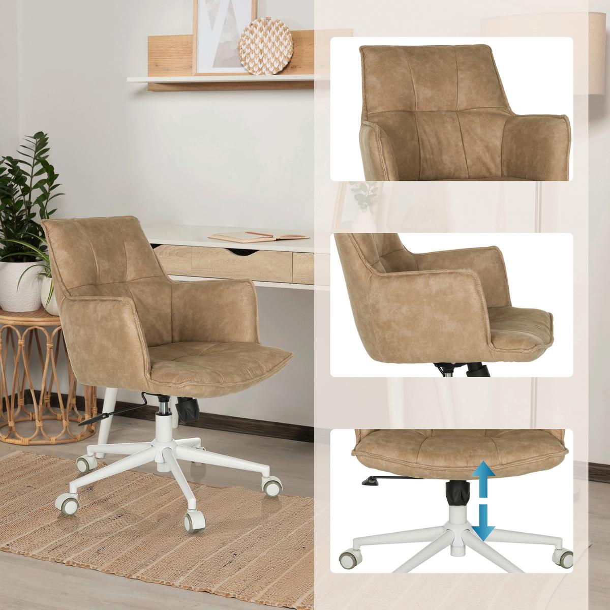 Drehstuhl Beige B: 54 cm - Beige/Weiß, MODERN, Kunststoff/Textil (54/85/70cm) - MID.YOU