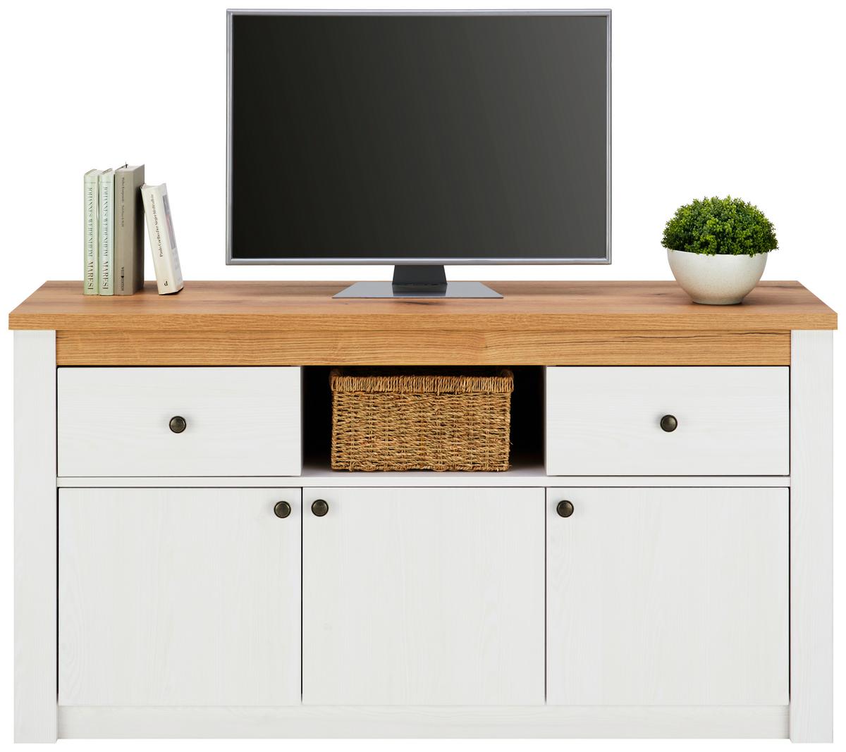 Kommode Rovigio Weiß, Lärche Dekor B: 137 Cm - Lärchefarben/Weiß, KONVENTIONELL, Holzwerkstoff (137/72/42cm) - Landscape