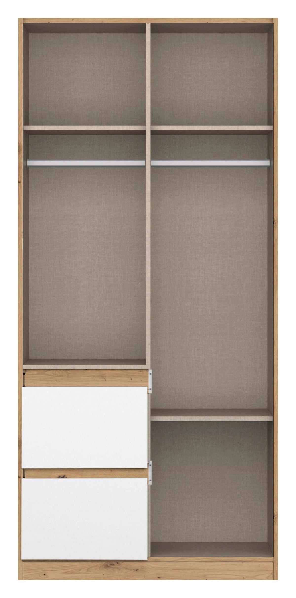 Drehtürenschrank Nidda Eiche Artisan/weiß B: 40 Cm - Weiß/Eiche Artisan, Basics, Holzwerkstoff (91/197/54cm) - Rauch Möbel