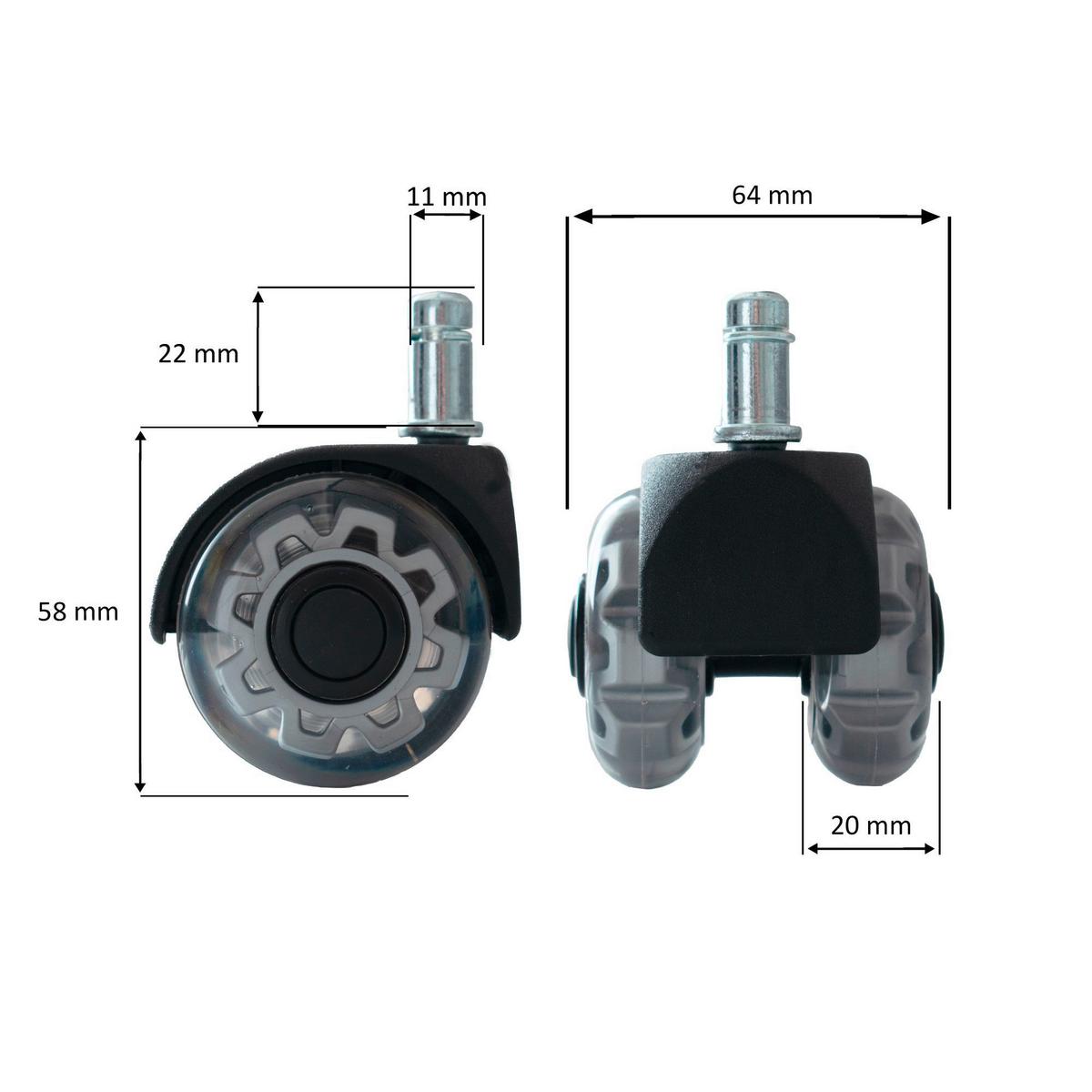 Drehstuhlrolle Silberfarben B: 5 Cm - Silberfarben, Design, Kunststoff (5/8/5cm) - Livetastic