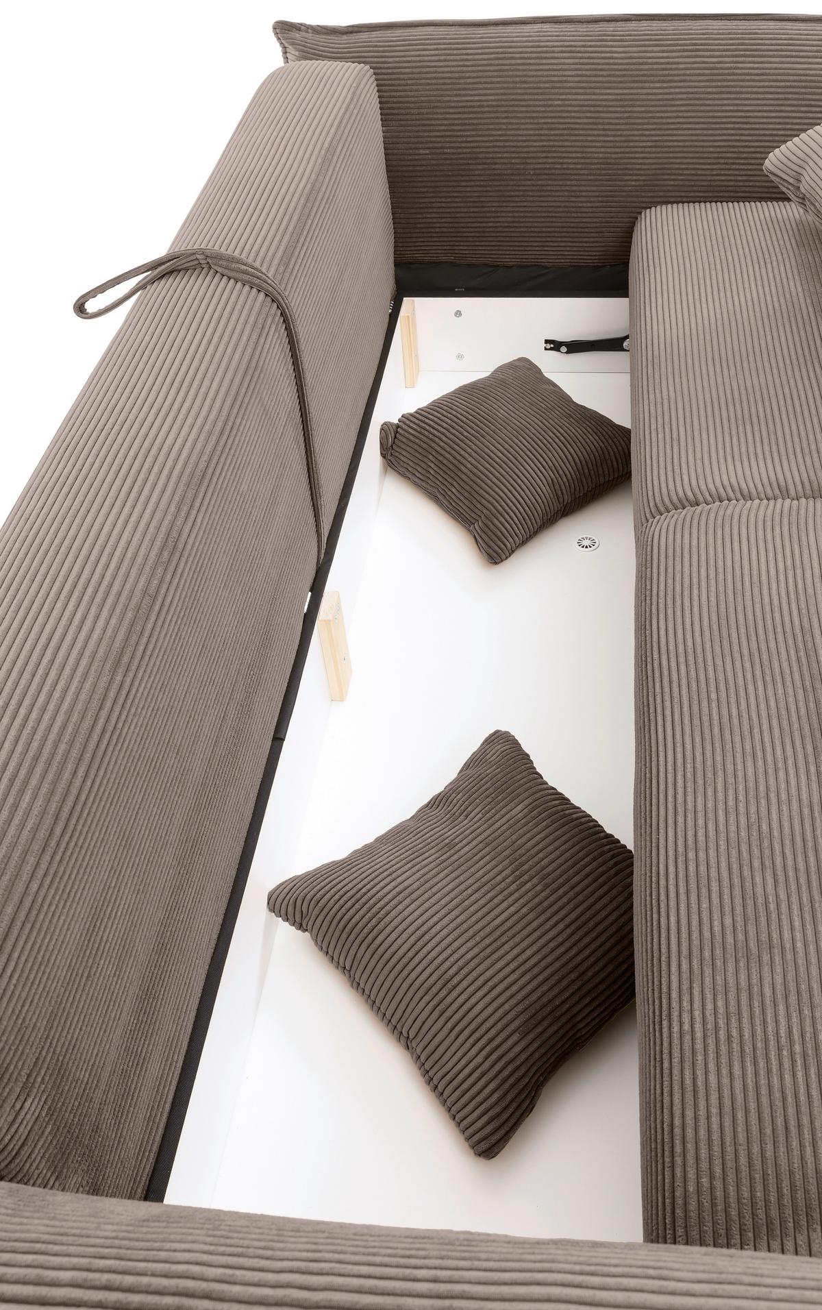 Bigsofa Pera, Graubraun B: 242 cm - Chromfarben/Graubraun, MODERN, Textil (242/71/90/131cm) - Livetastic