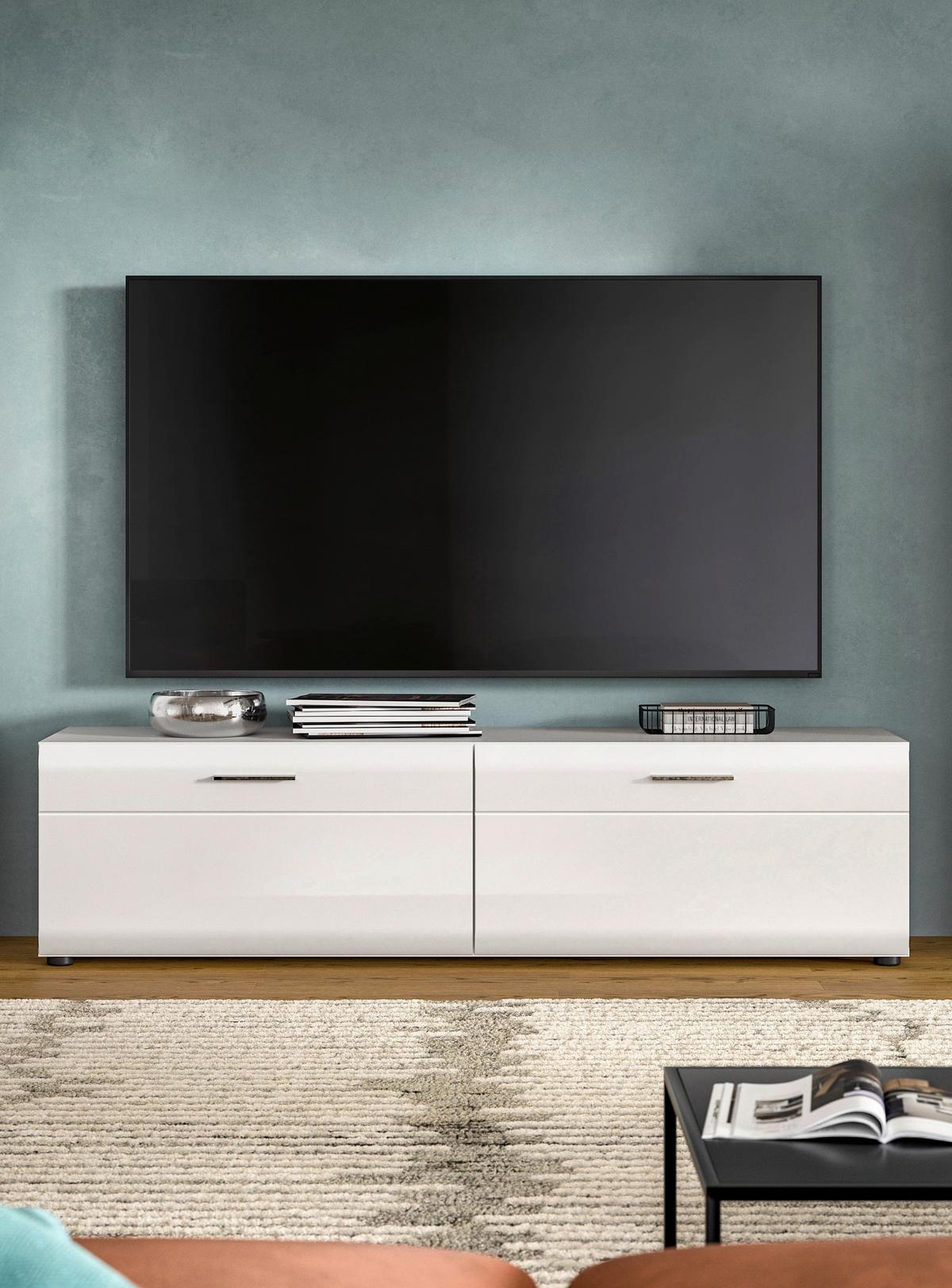 Sideboard Ice Weiß/weiß Hochglanz B: 160 Cm - Weiß Hochglanz/Schwarz, Design, Holzwerkstoff (160/41/40cm) - Livetastic