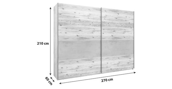 Schwebetürenschrank 270cm Alicante, Alpinlook/Betonoxid - Fichtefarben/Eichefarben, MODERN, Holzwerkstoff (270/210/60cm) - Luca Bessoni