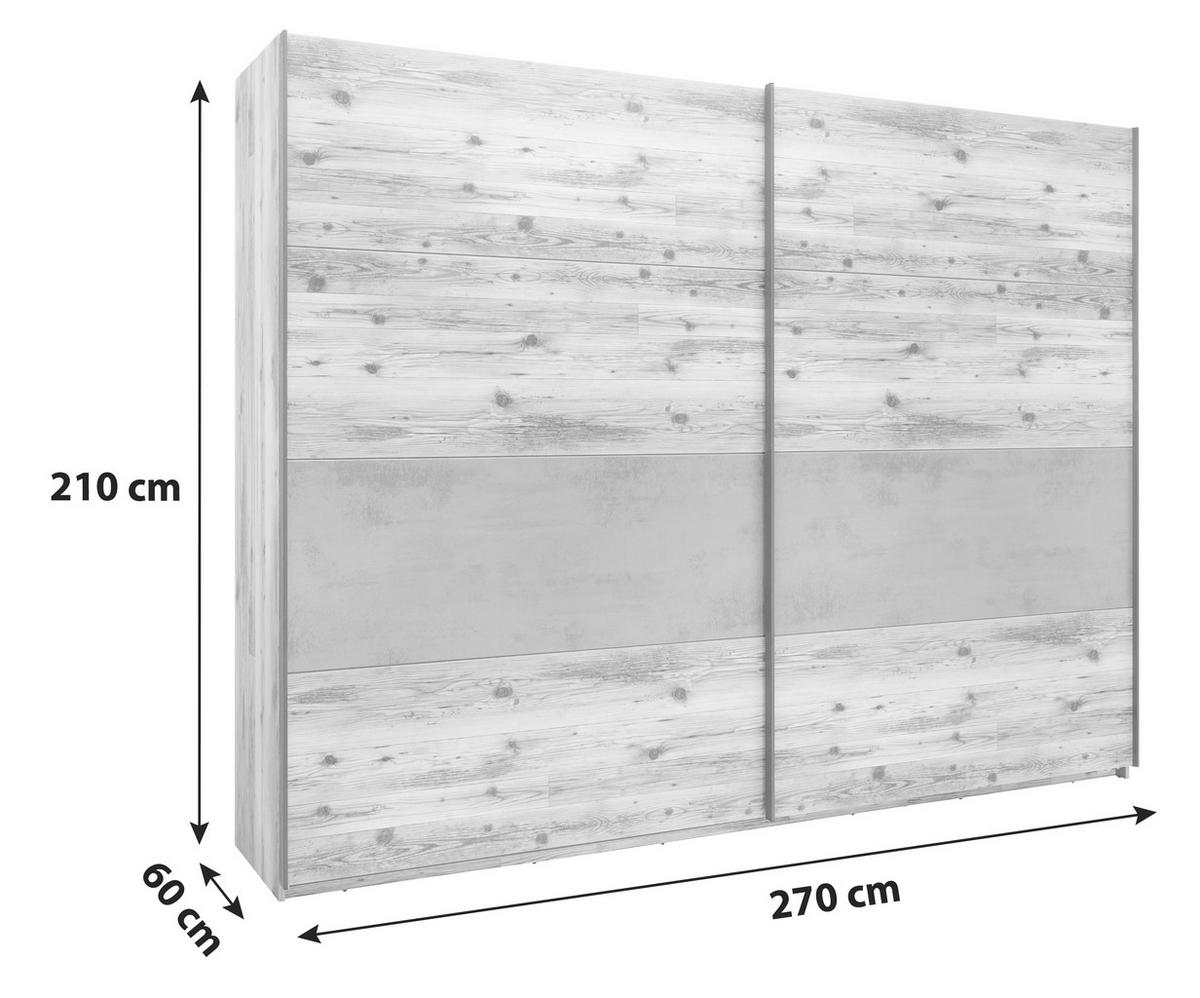 SKRIŇA S POSUVNÝMI DVERAMI ALICANTE - sivá/farba duba, Modern, kov/kompozitné drevo (270/210/60cm)