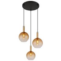 Hängeleuchte 16048-3hr - Messingfarben/Schwarz, KONVENTIONELL, Glas/Kunststoff (51/150cm) - Globo