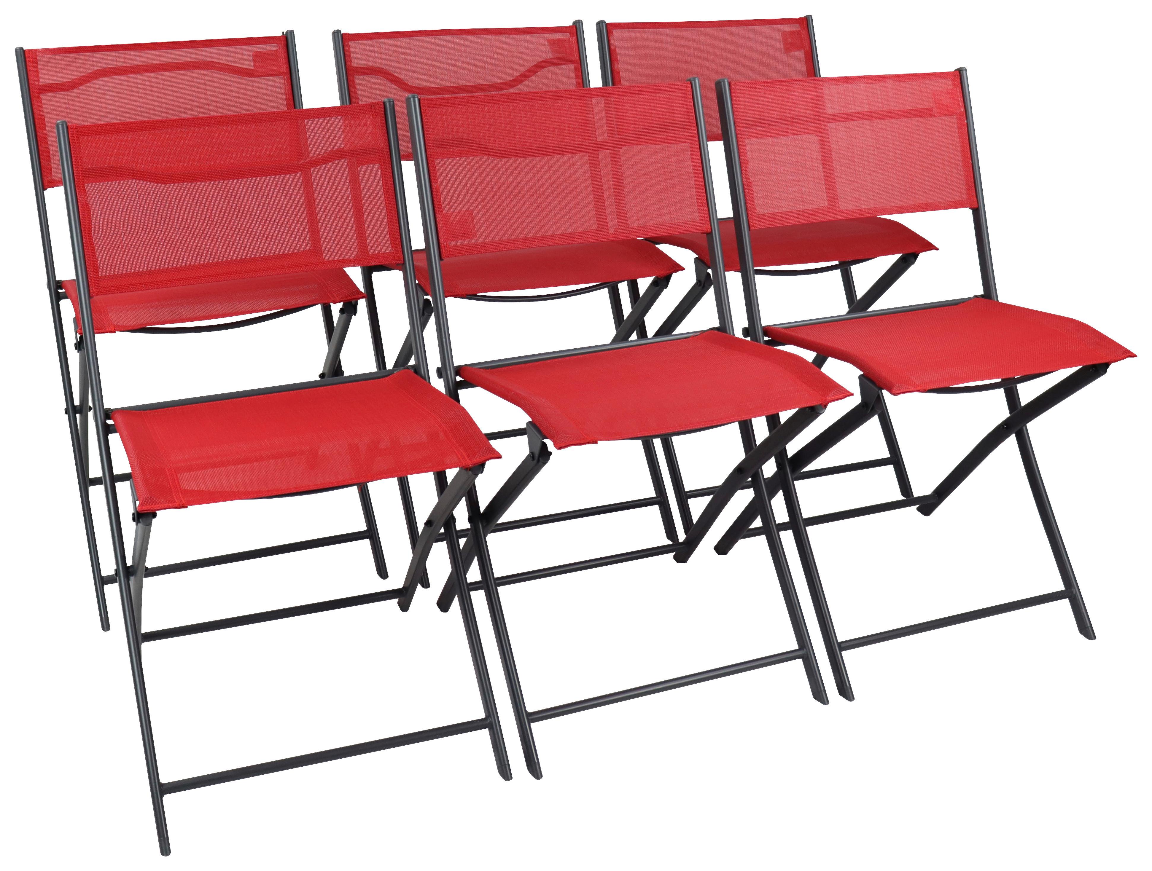 Klappsessel-Set 6-Tlg. Sumila Metall/Textil - Rot/Schwarz, MODERN, Textil/Metall (79/45/46cm) - Ambia Garden