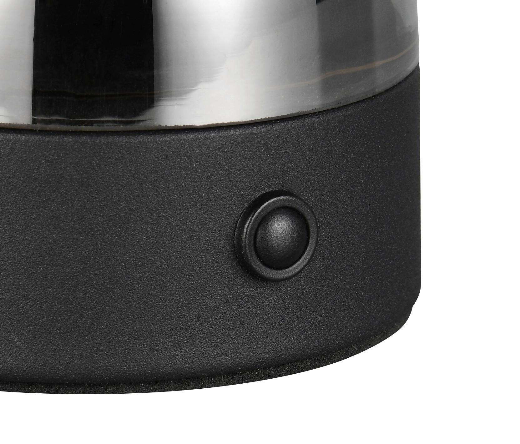 Akku-Tischleuchte Dooley Schwarz D: 14 cm - Schwarz, LIFESTYLE, Glas/Metall (14/18cm)