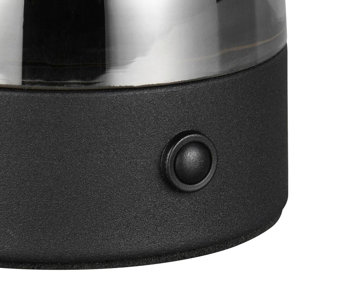Akku-Tischleuchte Dooley Schwarz D: 14 cm - Schwarz, LIFESTYLE, Glas/Metall (14/18cm)