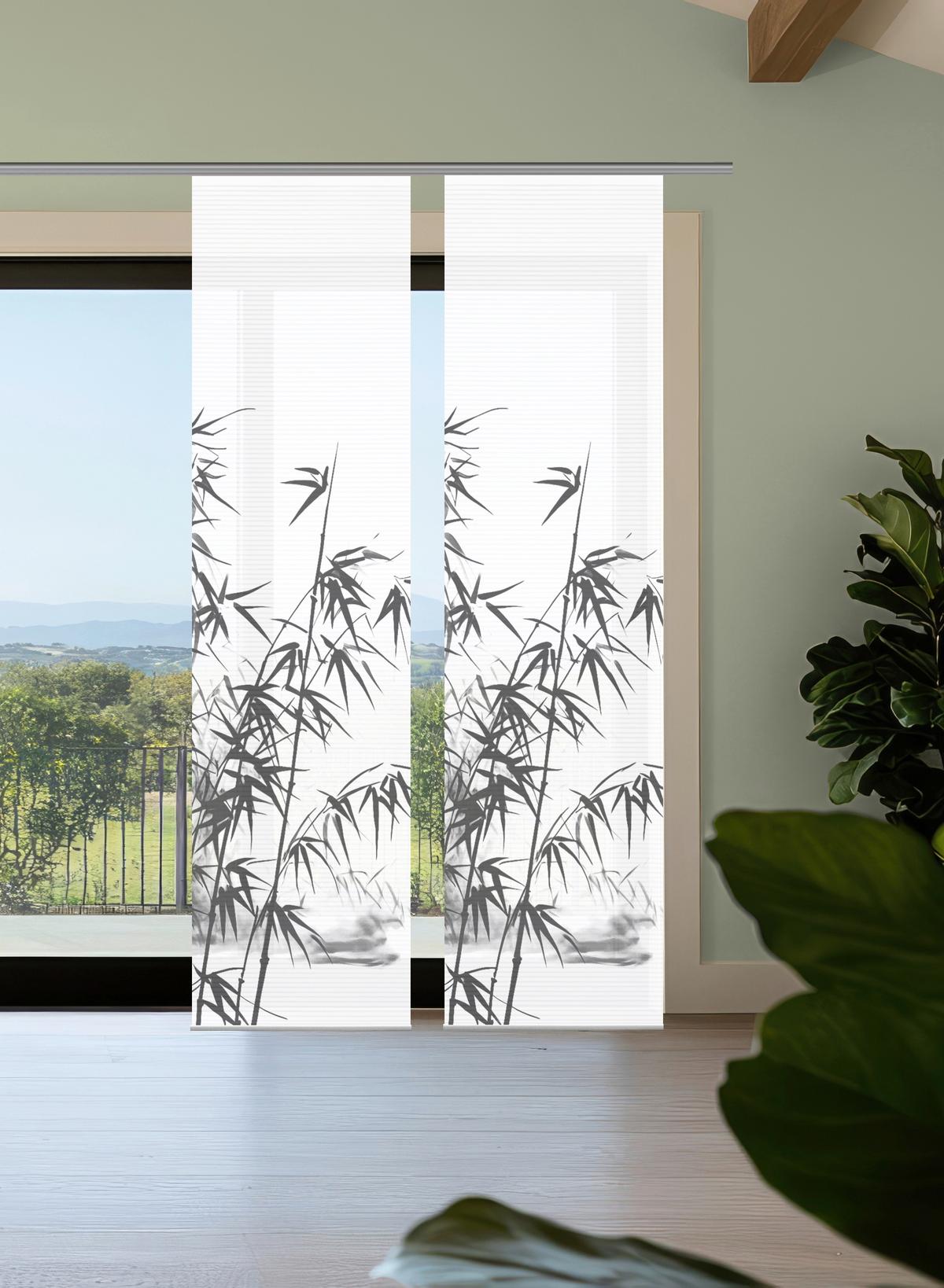 Flächenvorhang Rufus 2er Set - Grau Hochglanz/Weiß, Natur, Textil (60/245cm)