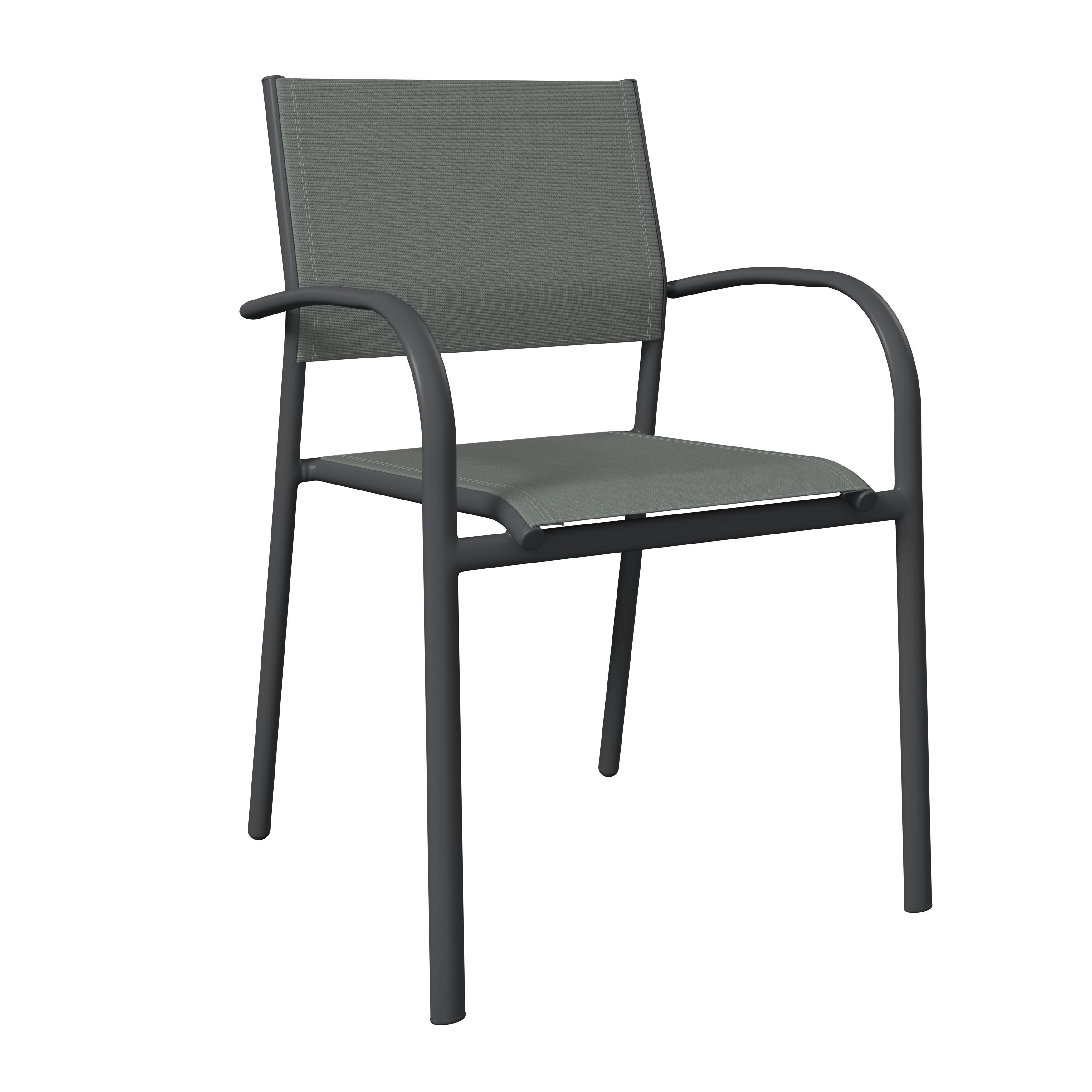 Gartensessel Paris - Anthrazit/Weiß, MODERN, Textil/Metall (57/85/57cm) - Beldano