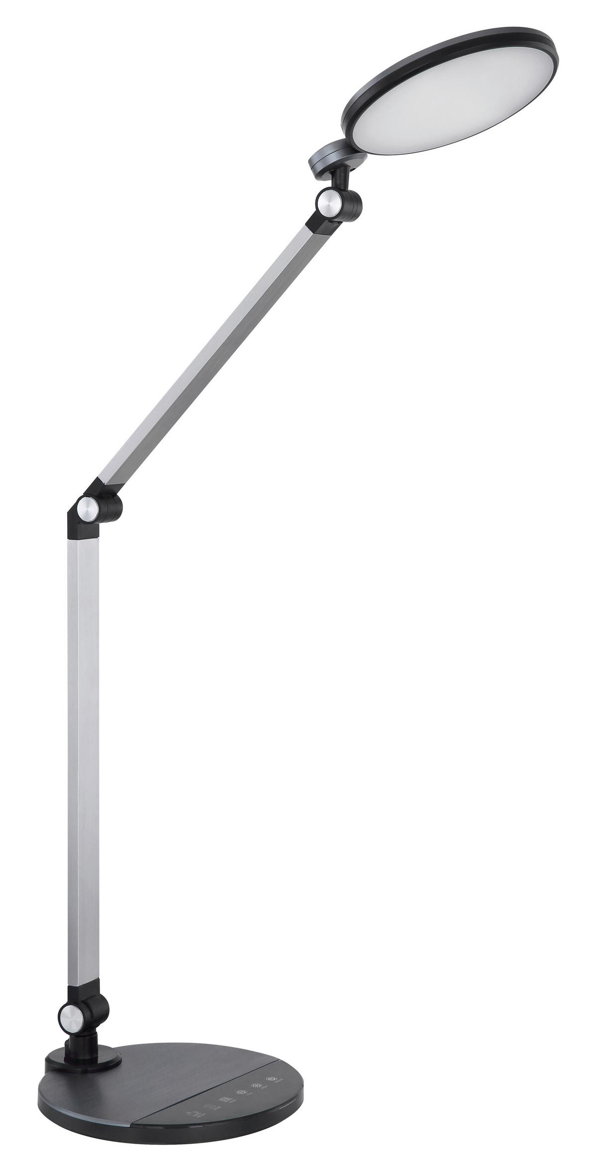 LED-Schreibtischlampe dimmbar Schwarz/Alufarben, Touch - Schwarz/Alufarben, Basics, Kunststoff/Metall (50/19,2/90,5cm) - Globo