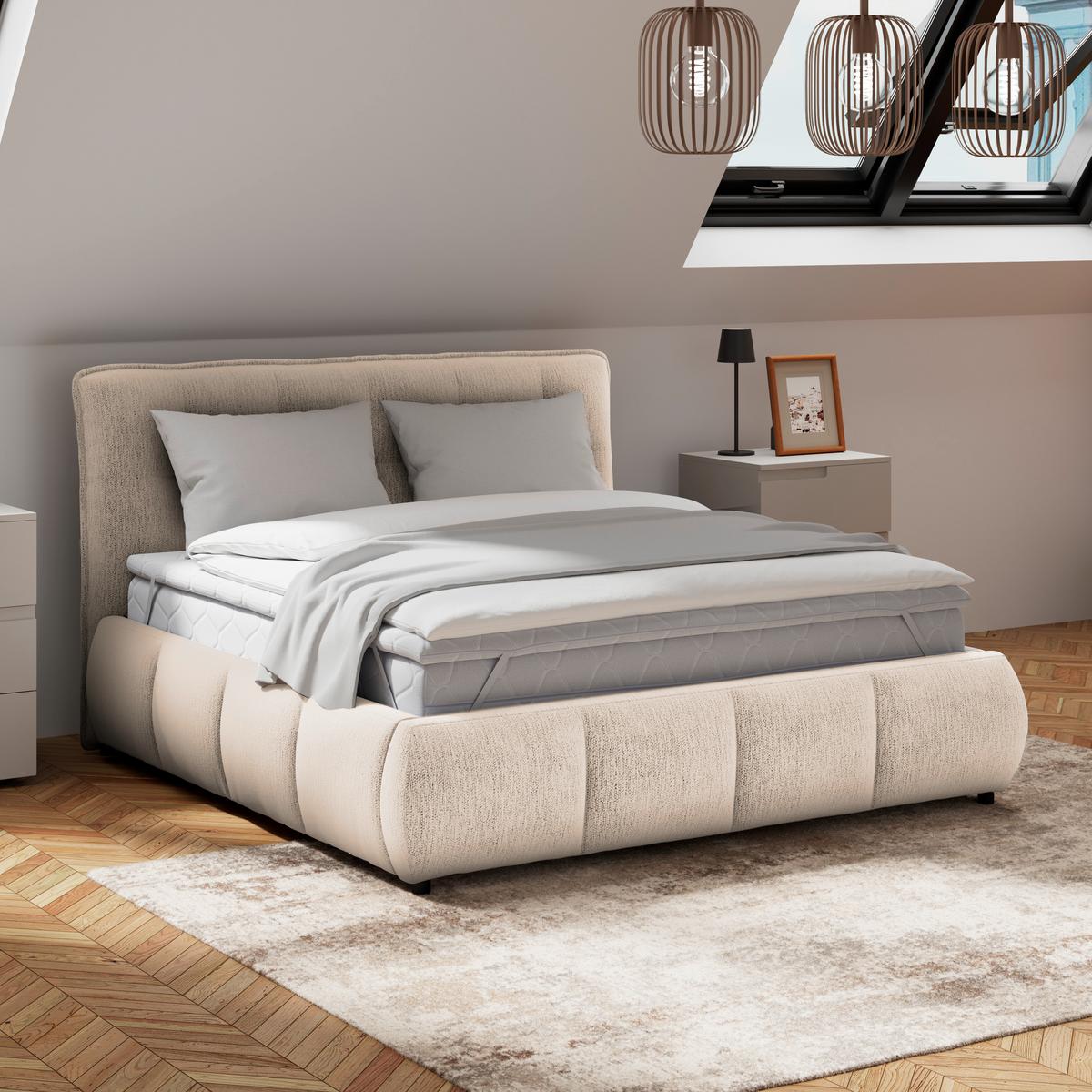 Polsterbett Limo Beige 140x200 cm - Beige/Schwarz, KONVENTIONELL, Holz/Holzwerkstoff (140/200cm) - James Wood