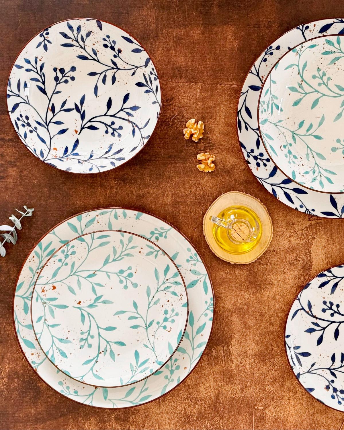 Tellerset 18--Teilig Keramik, Blau, Braun, Weiß - Blau/Braun, Basics, Keramik - Mäser