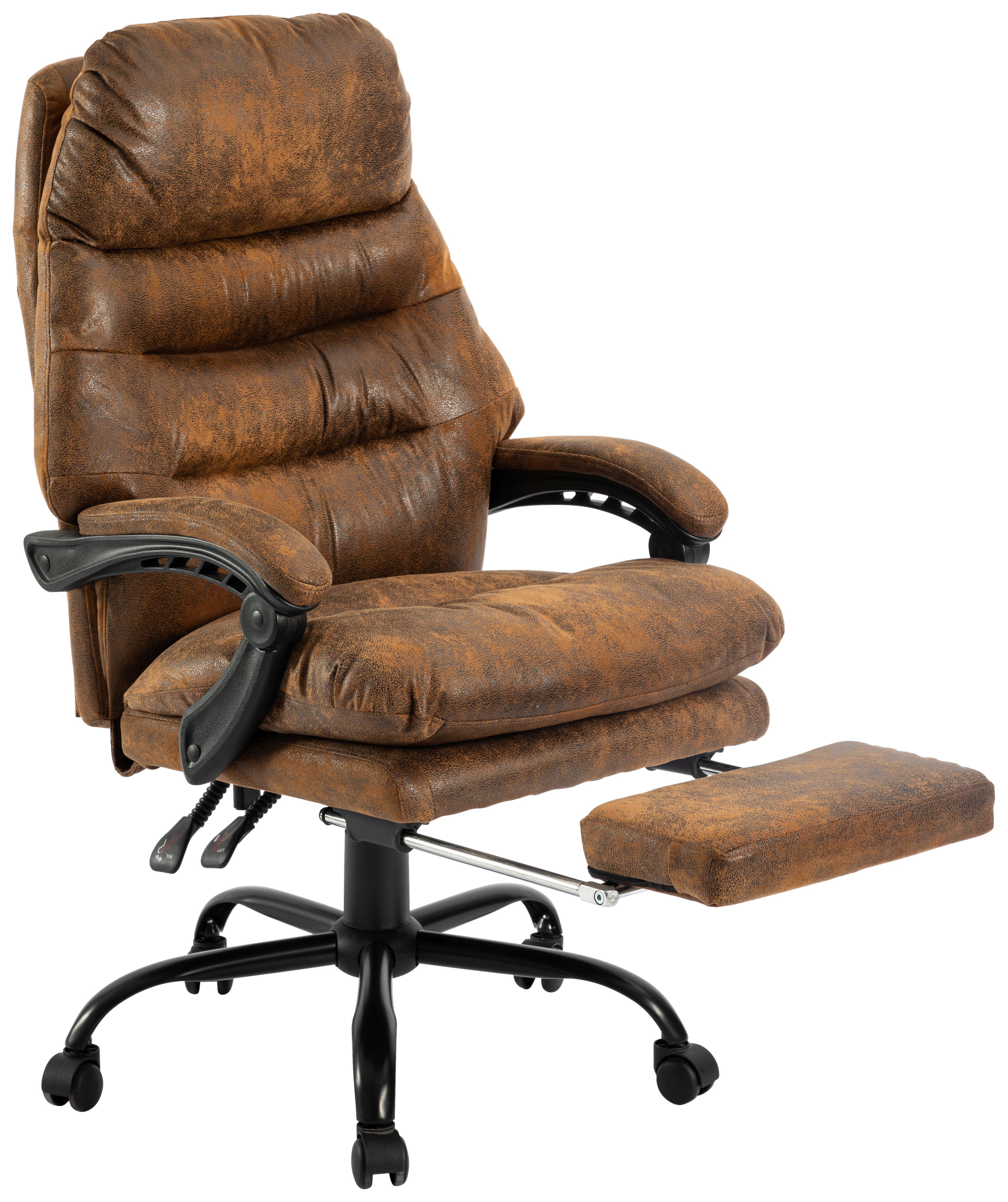 Drehstuhl Big Boss Braun/ Schwarz Bis 140 Kg - Schwarz/Braun, MODERN, Kunststoff/Textil (64/114-122/72cm) - MID.YOU