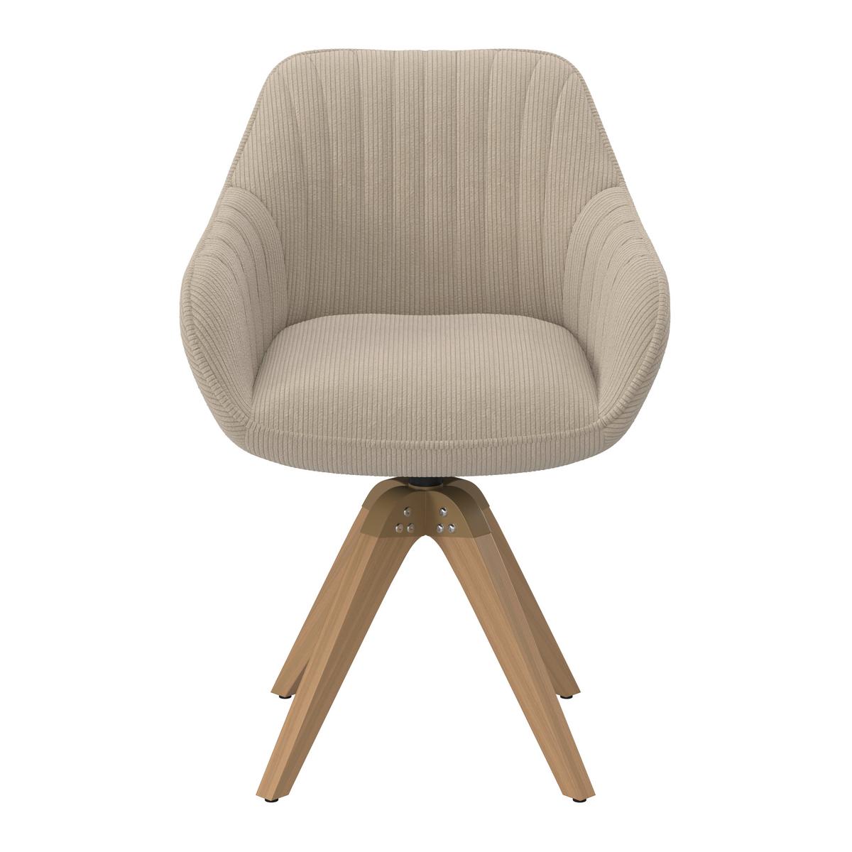 Židle s područkami SALLY, béžová - barvy buku/béžová, Moderní, dřevo/textil (61/84/58cm) - Bessagi Home