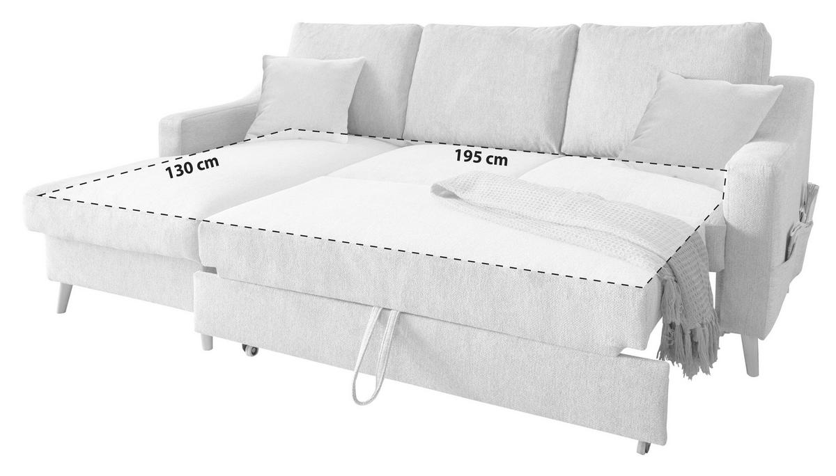 Ecksofa mit Schlaffunktion Valentina mit Kissen Anthrazit - Anthrazit/Naturfarben, KONVENTIONELL, Textil (150/228cm) - P & B