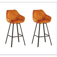 Barhocker-Set Casper Cognag B: 55 cm - Cognac/Gelb, MODERN, Textil/Metall (55/109/57cm) - MID.YOU